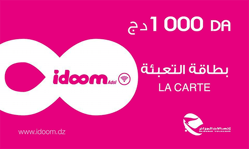 carte de recharge idoom adsl 1000 da d’Algérie Télécom  