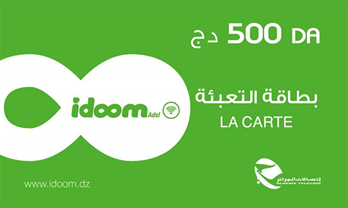 carte de recharge idoom adsl 500 da d’Algérie Télécom 